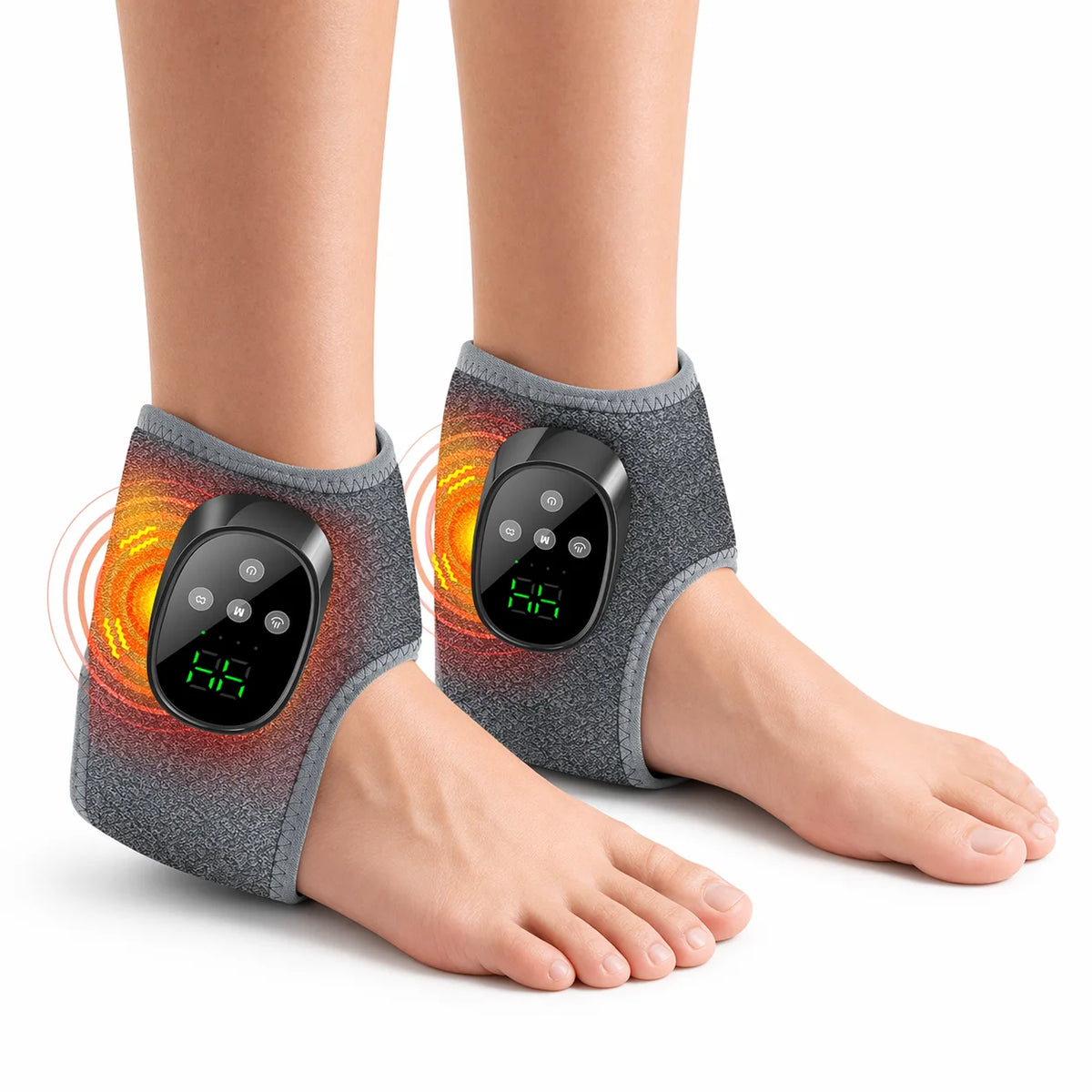 Electric Foot Massager Heated Vibration Cordless Ankle Wrap Portable