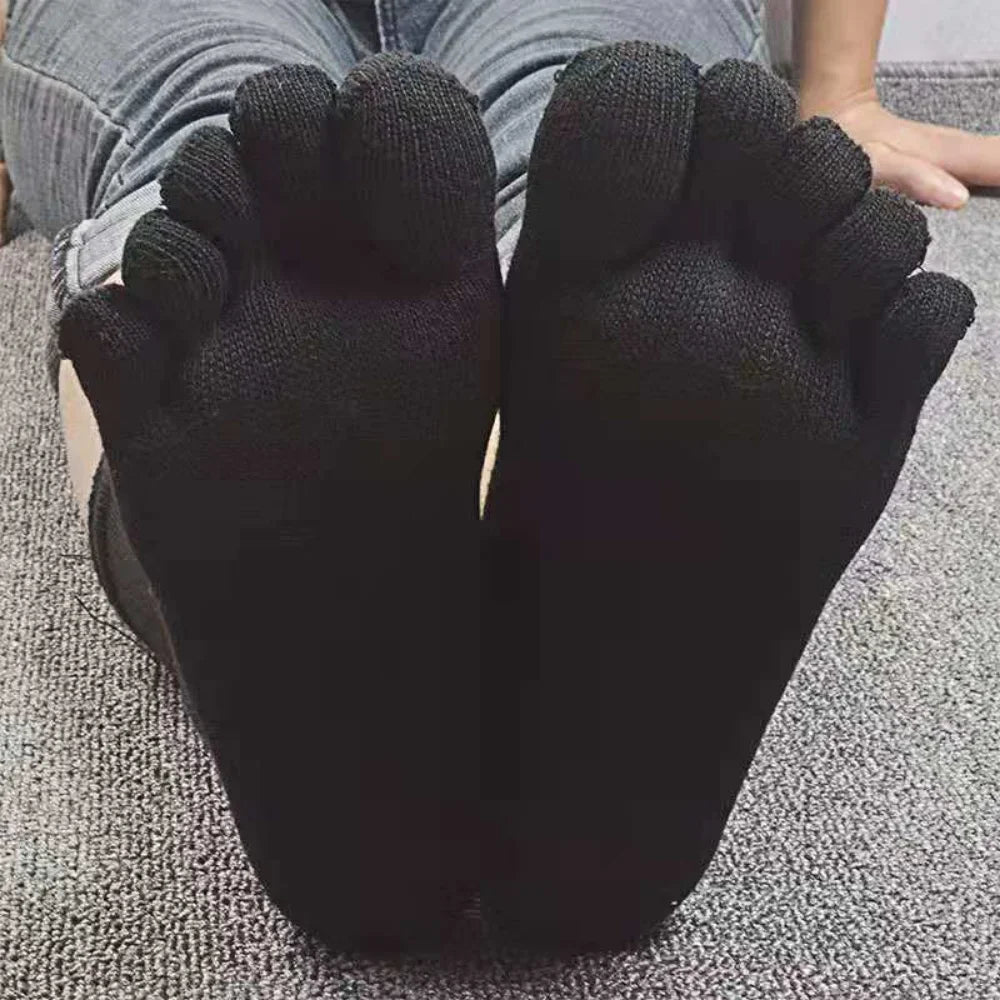 5 Pairs Socks with Fingers Fashion Sweat-absorbing Breathable Toe Socks Men's Comfortable Cotton Elastic Sports Business Socks