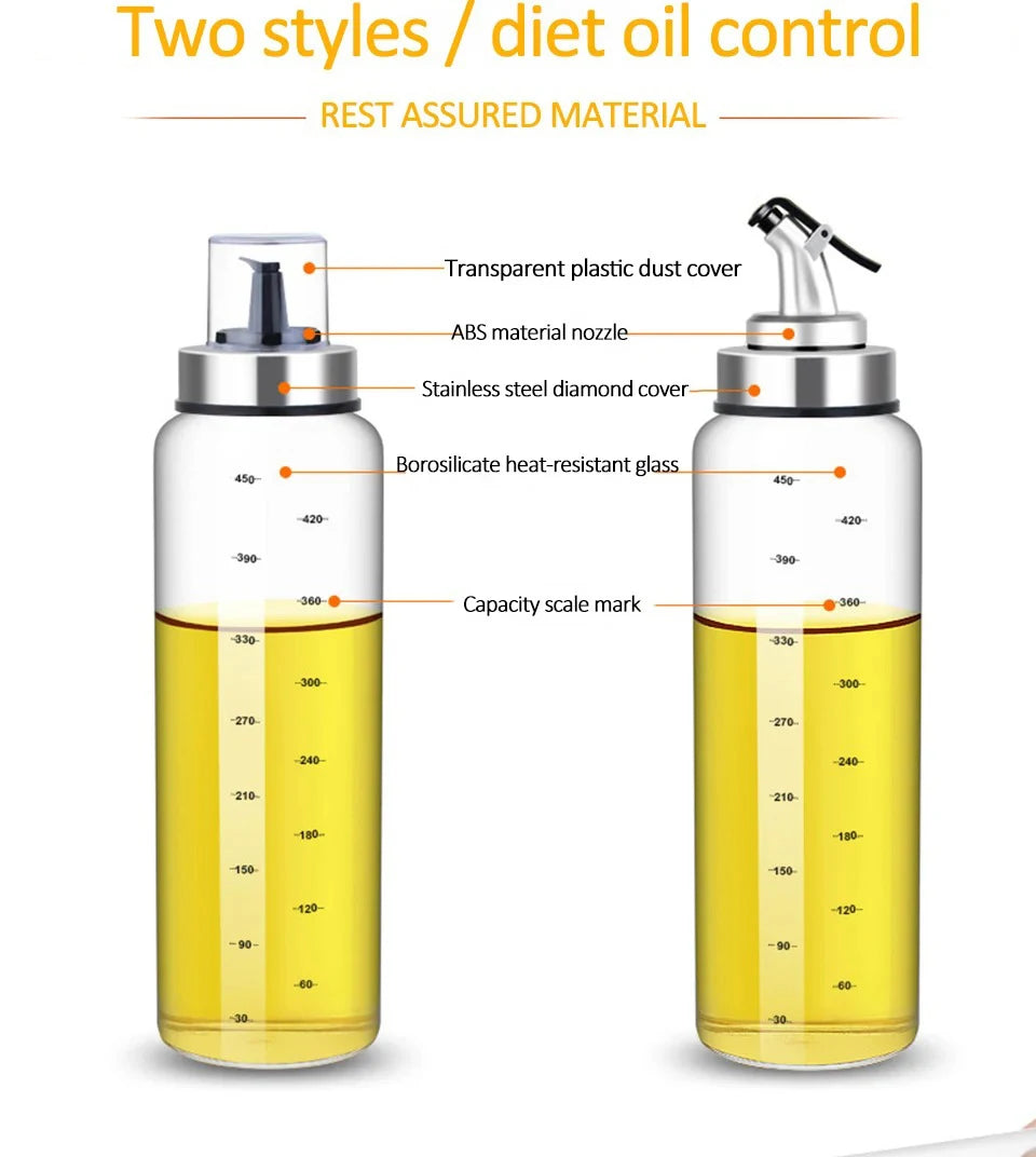 180/300/500ml Cooking Seasoning Oil Bottle Sauce Bottle Glass Storage Bottles for Oil and Vinegar Oil Dispenser For Kitchen
