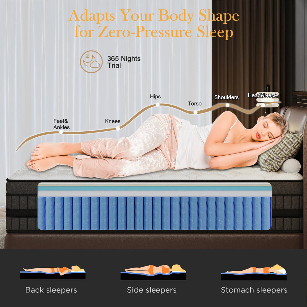 Full-Size Hybrid Mattress 12/14-Inch Medium Firm Gel Memory Foam