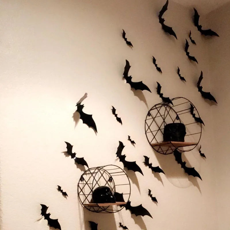 Pack 3D Halloween Hanging Bats Wall Stickers DIY Bat