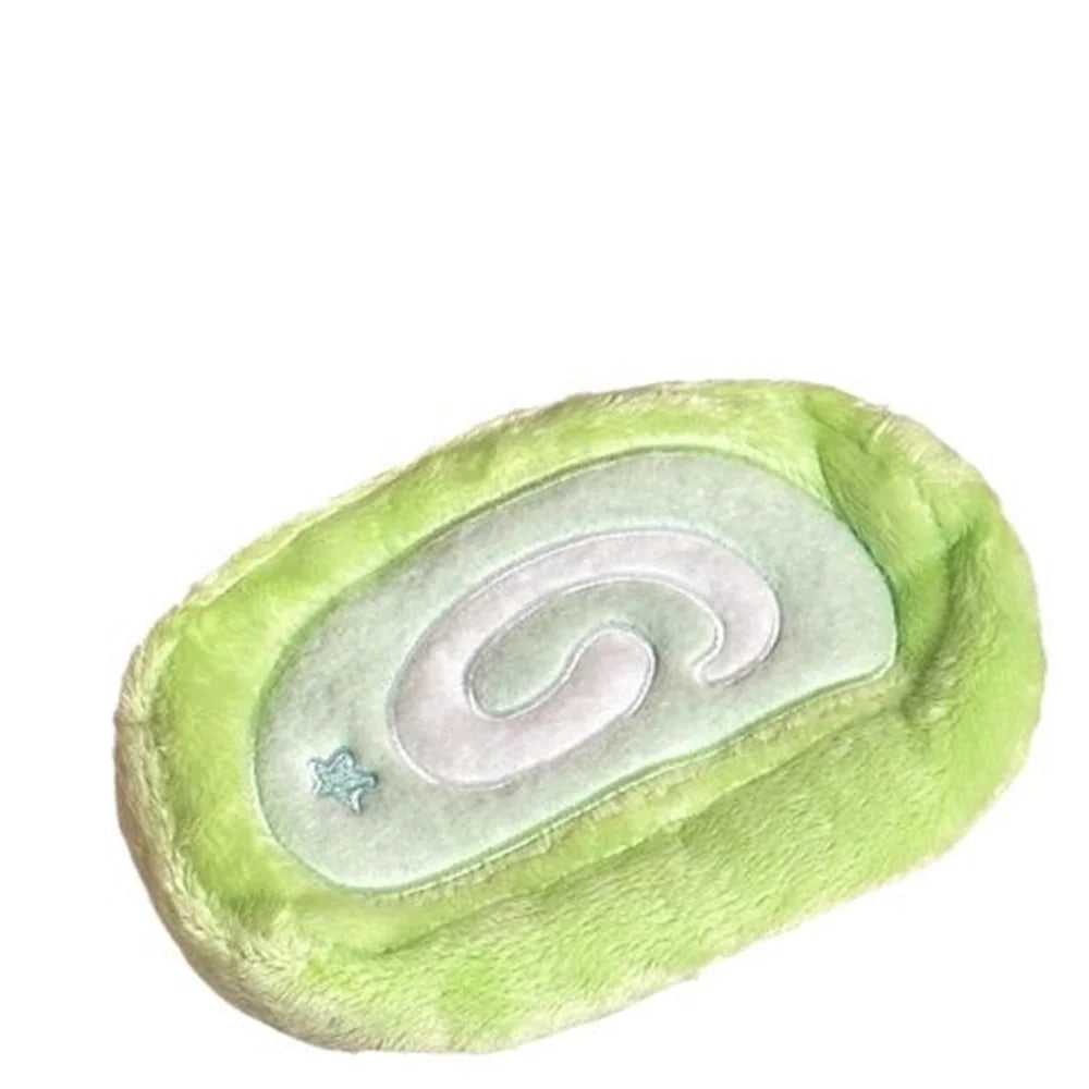 INS Melon Swiss Roll Green Plush Pencil Case Bag Creative Stationery Storage Bags Large Capacity Desk Organizer for Students