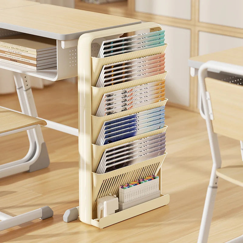 UFORU Dopamine Study Desk Organizer – Large Capacity Side-Mounted Bookshelf for Textbooks & Magazines