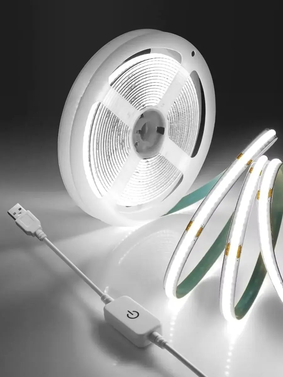 1M-5M USB LED Strip Light 5V 320LEDs/M COB Touch