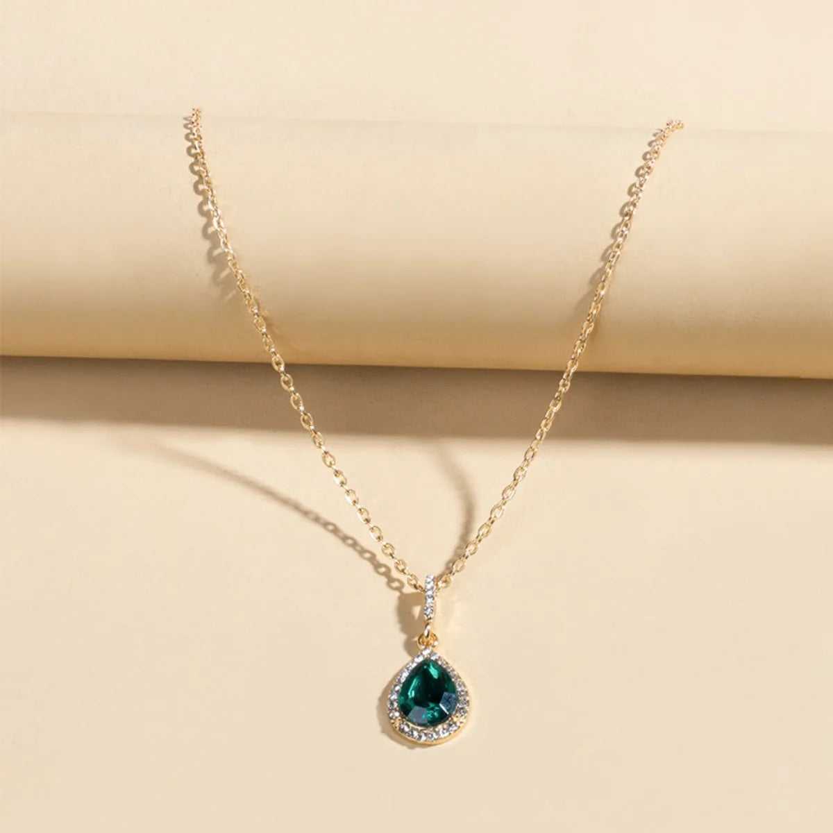Zircon Drop Pendant Necklaces Stainless Steel