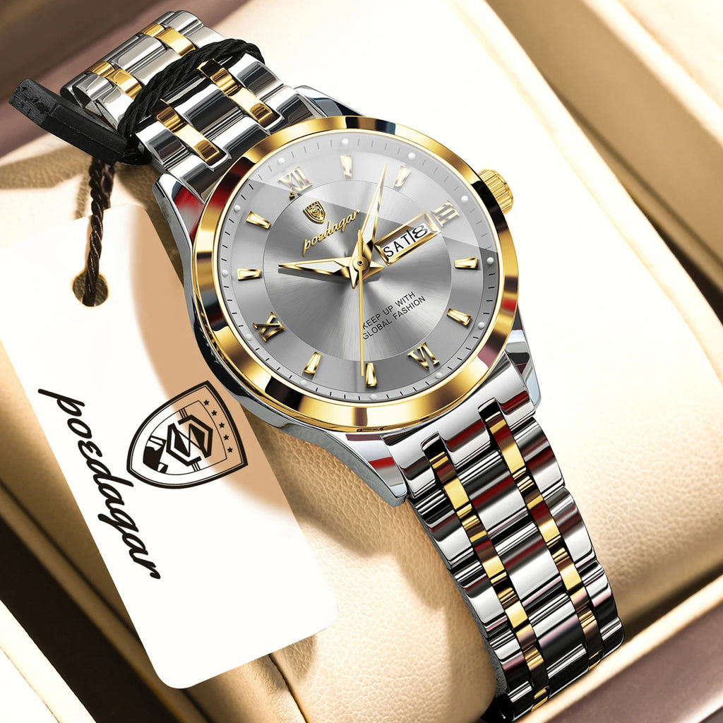 POEDAGAR Luxury Fashion Woman Watch Luminous Waterproof Stainless Steel