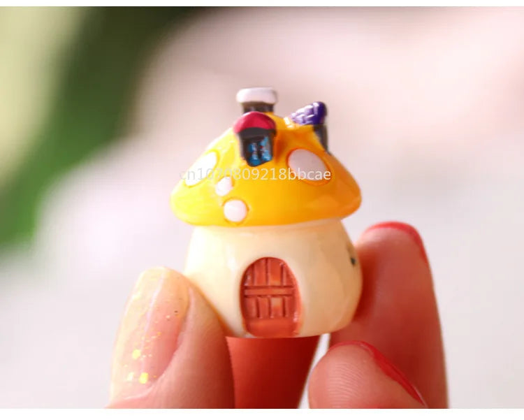 Mini Resin Moss Micro Landscape Decor Outdoor Fairy Miniature Garden Mushroom House Ornaments Handicraft Flower Pot Accessories