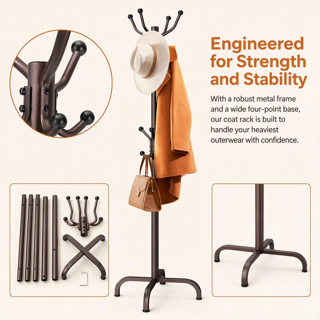 1/2Pcs Coat Rack with 14 Hooks