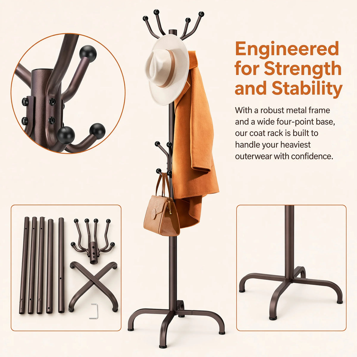 1/2Pcs Coat Rack with 14 Hooks