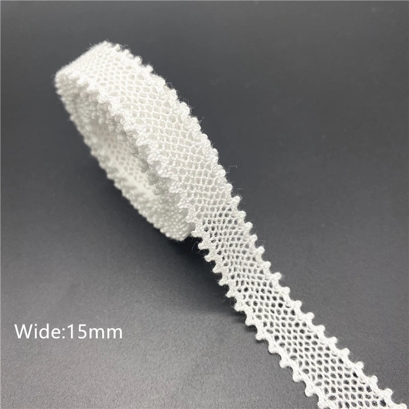 10mm-50mm 2yards White 100%Cotton Lace Ribbon For Apparel Sewing Fabric Trim Cotton Crocheted Lace Ribbon Handmade Accessories