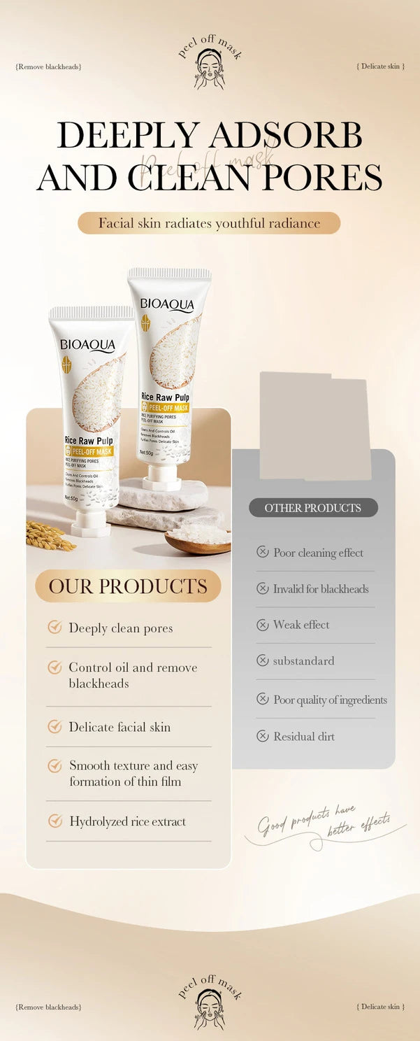 BIAOQUA White Rice Face Peeling Mask Moisturizing Remove Blackhead Whitening Anti-aging Anti Wrinkle Facial Peel Masks Skin Care