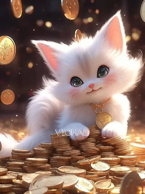 5D Fairy Dust Resin Diamond Painting Cartoon Cat Diamond Embroidery Mosaic Anime Girl Cross Stitch Set DIY Art Home Decor