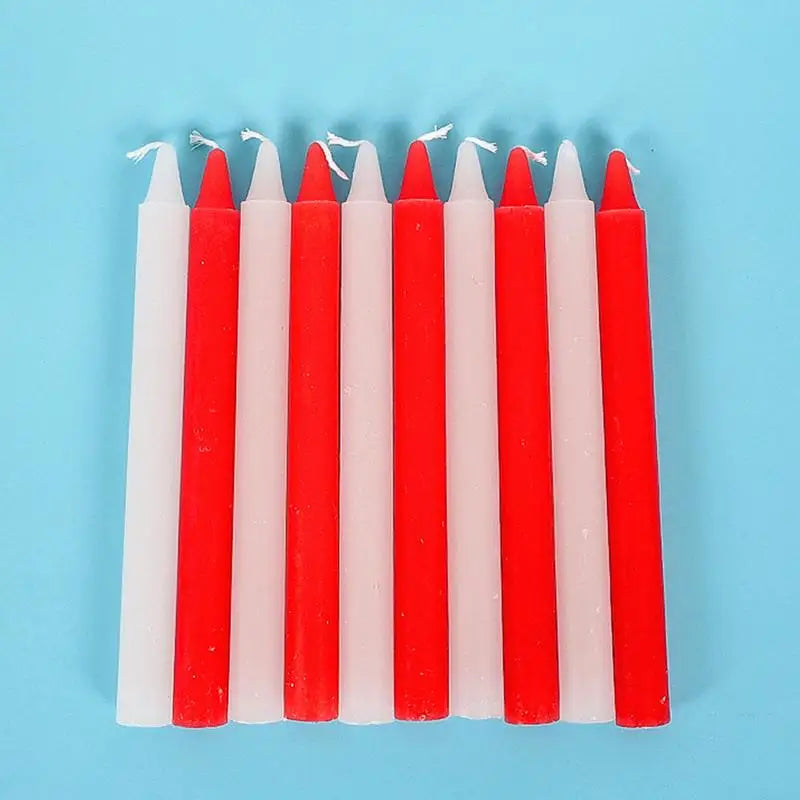 10pcs Unscented Mini Taper Candle Red/White Home Emergency Candles For Christmas Decoration Dinner Wedding Blessing Celebrations