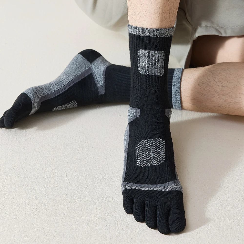 3 Pairs Fleece Toe Socks Men Autumn Winter Warm Five Finger Socks Man High Quality Cotton Sports Crew Socks Running
