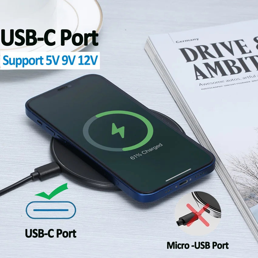 Wireless Charger Pad For iPhone 17 16 15 14 13 12 11 X Pro Max XR 8 Samsung Xiaomi Huawei LG Phone Fast Charging Docking Station