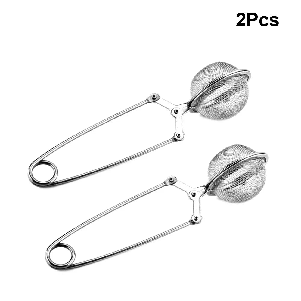 1-4pcs Reusable Steel Tea Infuser Sphere Mesh Tea Strainer Filter Herb Kitchen Gadget Handle Diffuser Coffee Tea Infuser Handle