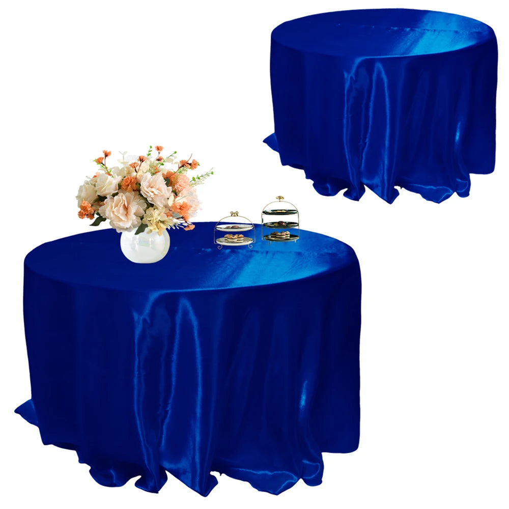 Round 108" Satin Tablecloth For Wedding Christmas Baby Shower Birthday Party Decoration Restaurant Coffee/Dining Table Cover