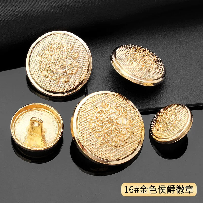 Vintage Gold Black Round Metal Shank Buttons for Diy Craft Handmade Clothing Coat Suit Sweater Scrapbooking Sewing Supplies