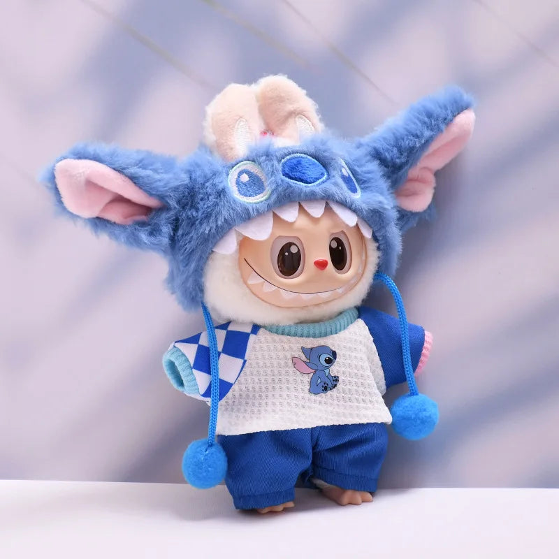 Kawaii Stitch Doll Clothes 15-17Cm Plush Doll Clothes Hat Set Doll Replacement Cartoon Doll Accessories Pet Clothes
