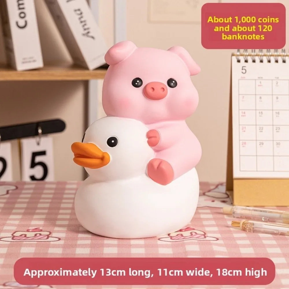 Decorative Vinyl Pig Vinyl Piggy Bank Animal Pig Duck Riding Pig Money Jar Good Luck Fall Protection Coin Saving Box Home