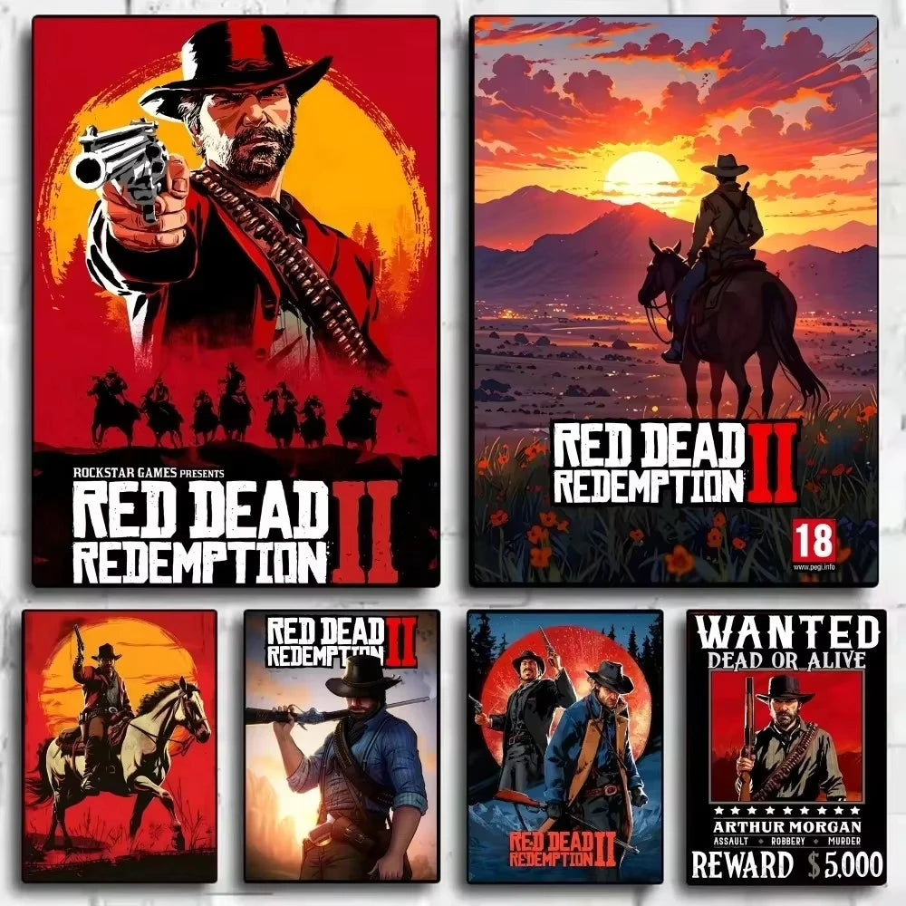 Game R-Red Dead Redemption 2 RDR2 Poster HD art canvas painting home living room bar decoration