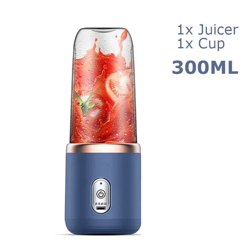 Juicer Cup Set Portable Mixer with 6 Blades Mixer Machine Automatic Smoothie Blender Lemon Orange Fruit Squeezer Travel
