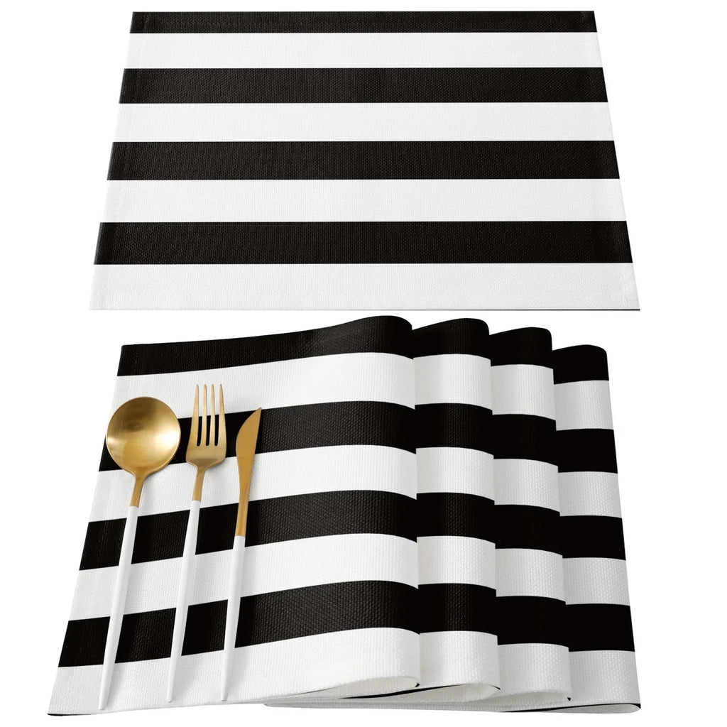 Stripes Black White Simple Pattern Table Mat Kitchen Decoration Placemat Table  For Wedding Dining Accessories Table Mat