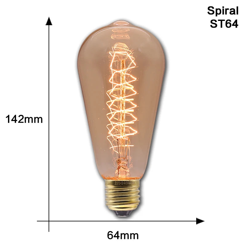 Retro Edison Light Bulb E27 40W 220V 110V Bedroom Industrial Loft Vintage Bulb For Home Decor Filament incandescent Edison Lamp