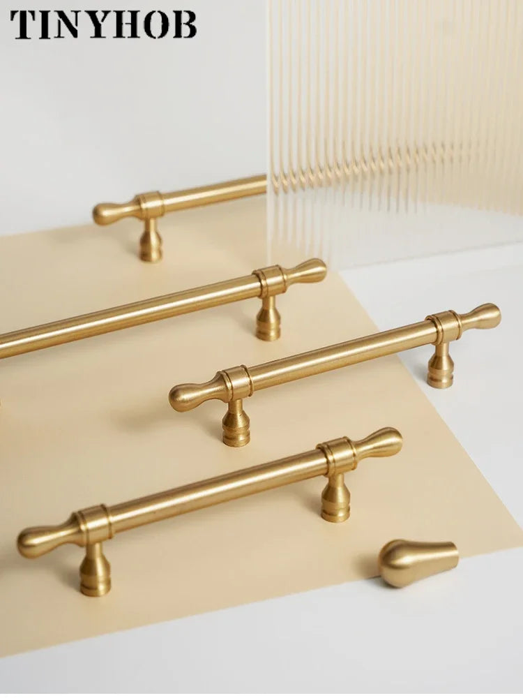 Satin Brass Cabinet Door Handles and Knobs Antique Drawer Pulls Vintage Kitchen Cupboard Handle Wardrobe Hardware French Style