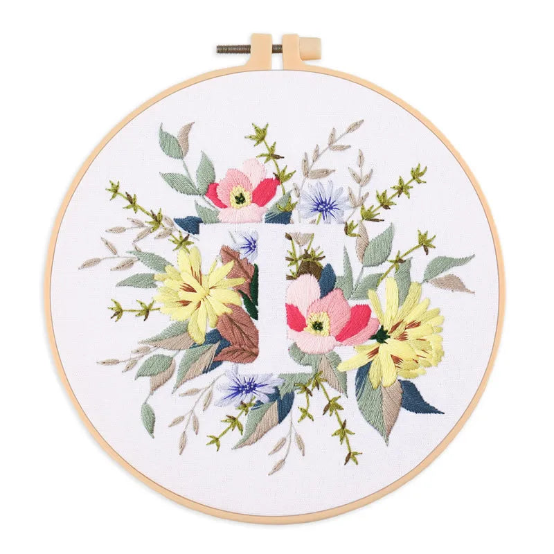 Embroidery Kit for Christmas DIY Wreath Printed Pattern Flower Cross Stitch Set Needlework Hoop Handmade Sewing Art Craft Kit
