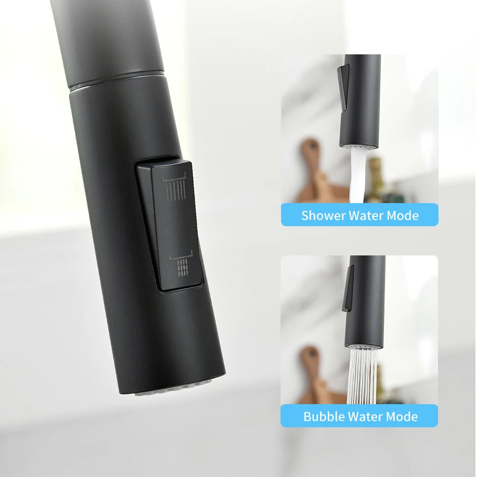 Brushed Nickel Kitchen Faucet Single Hole Pull Out Spout Kitchen Sink Mixer Tap Stream Sprayer Head Chrome/Black Mixer Tap866068
