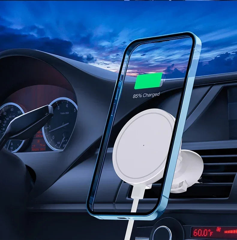 Magnetic Car Wireless Charger + Ring For iPhone 12 13 14 15 16 17 pro max mini Air Vent Car Phone Holder Stand Fast Car Charging