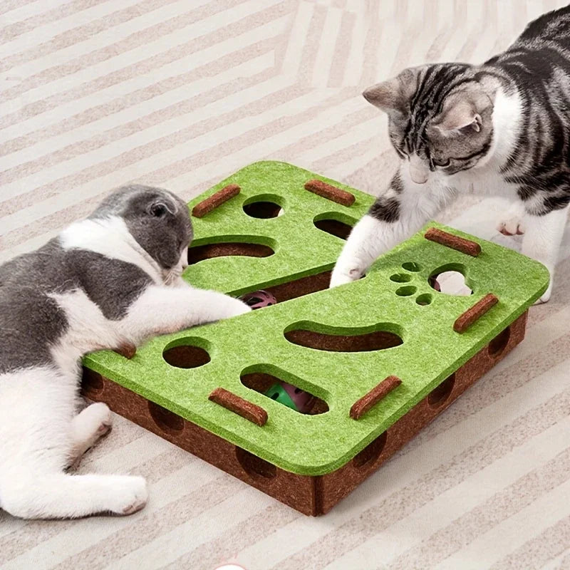 Interactive Cat Puzzle Toy Felt Toy Box with Maze