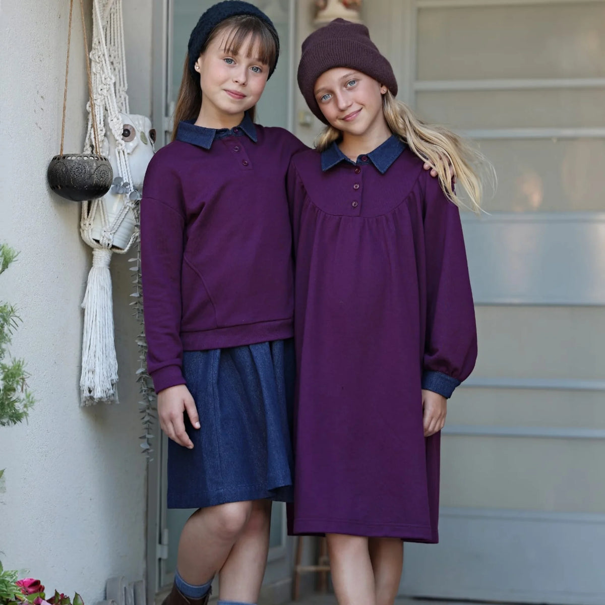 Mali's AW Family Matching Outfits Boys Sweatshirt Denim Collar