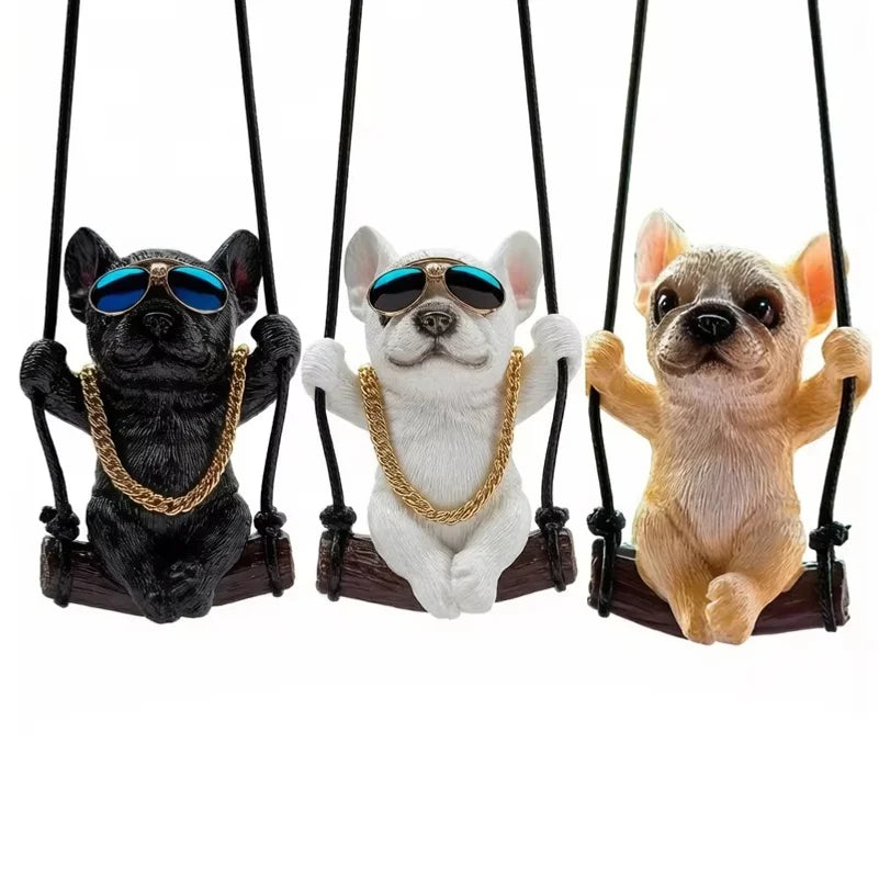 Resin Bulldog Auto Rearview Mirror Ornament Car Interior Decoration