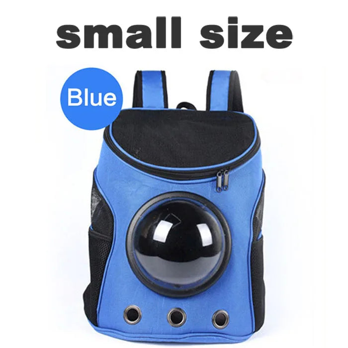 Fat Cat Backpack Carrier Denim Pet Backpack with Space Capsule Bubble for Small Medium Cats Puppy Dog Backpack for Travel Hiking