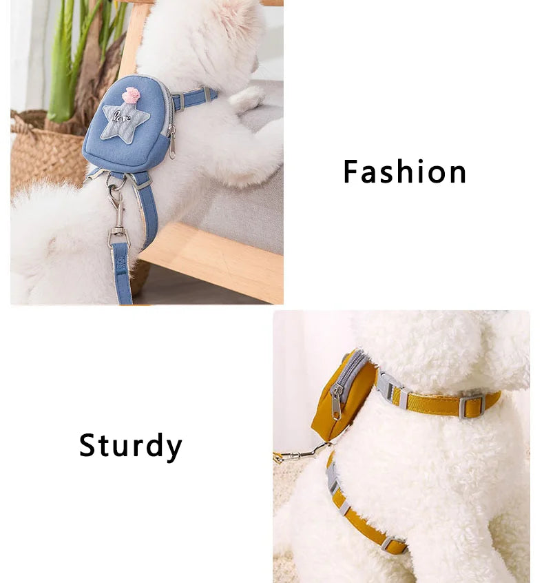 Pet Backpack Chest Strap Anti Breakaway Outdoor Cat Walking Leash Dog Leash Adjustable Cat and Dog Leash