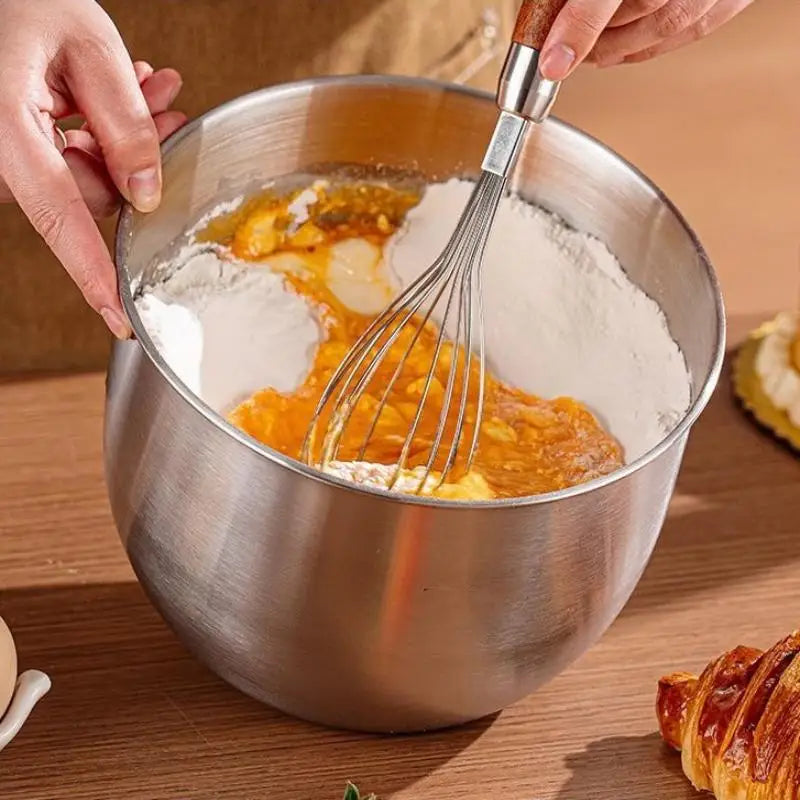 1Pc Multi-Purpose Stainless Steel Bowl - Deep Mixing Basin for Baking Cake Egg Beater Salad, Fruit Storage Kitchen Cooking Tool