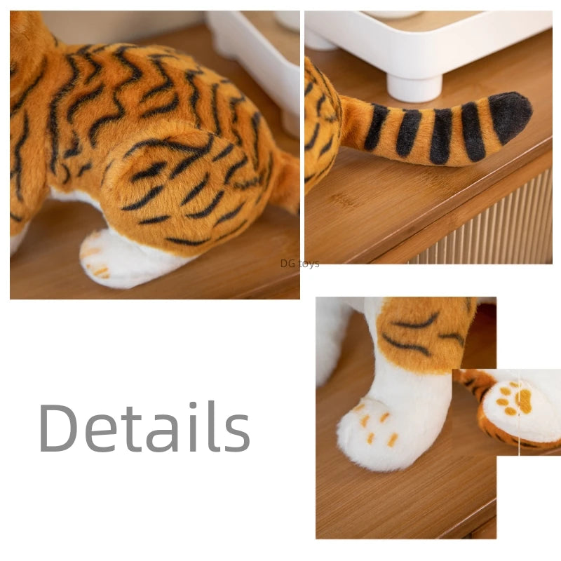 Super Likfelike Fat Face Cat Plushie Stuffed Apple Face Tiger Patterned Kitten Simulated Animals Home Decor Gift for Boy Kids