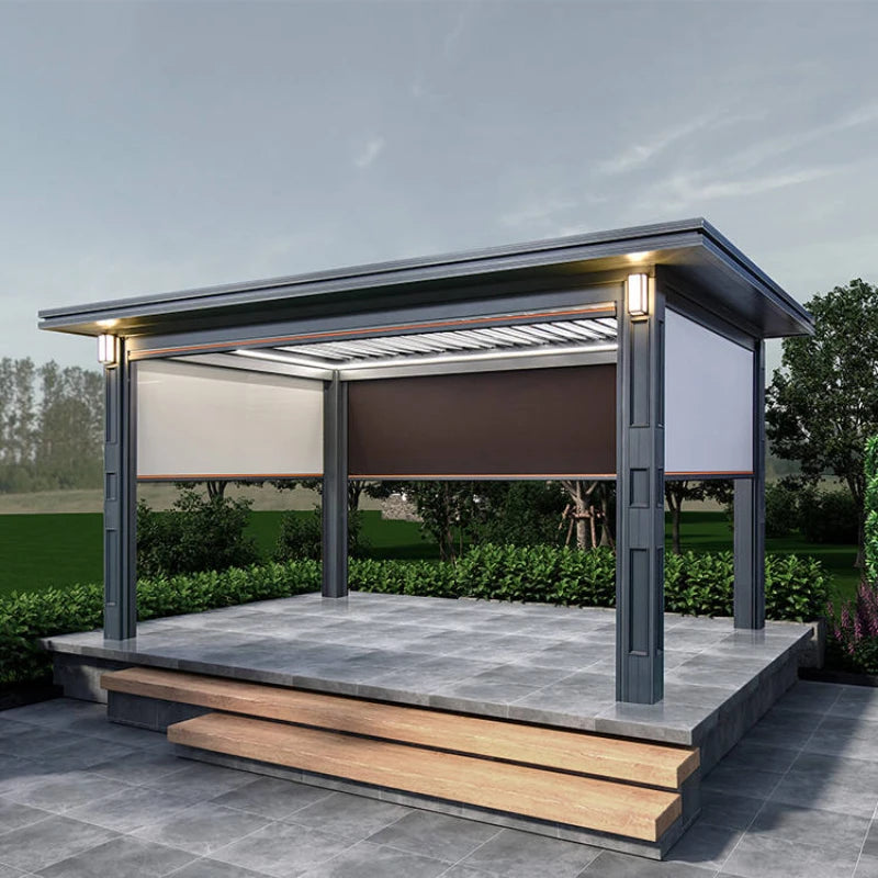 Outdoor Aluminum Pergola Gazebo – Adjustable Roof Pavilion for Garden or Terrace