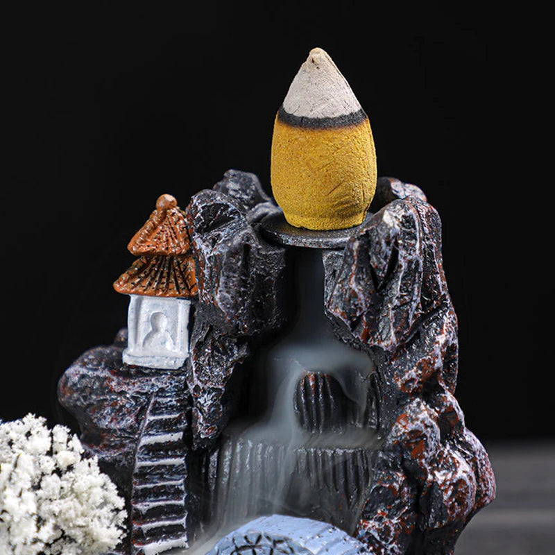 Backflow Incense Holder Waterfall Incense Burner Home Decor Aromatherapy Ornament Incense Cones with Backflow Incense Cones