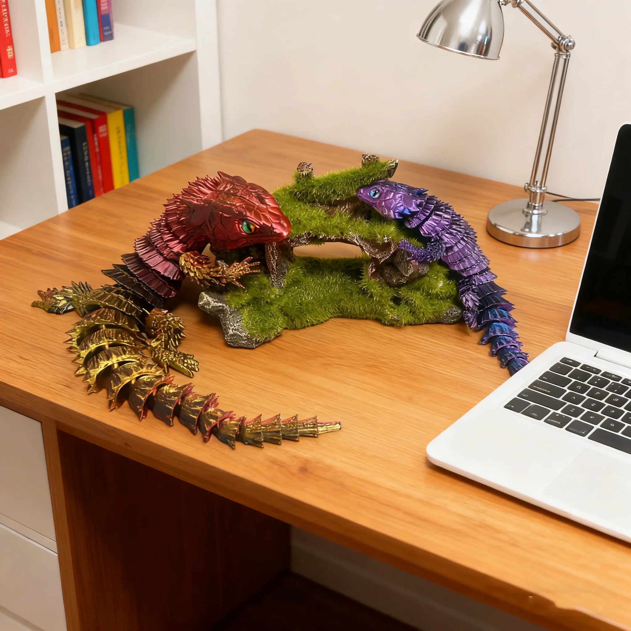 3D Printed Lizard Statue, Flexible 3D Printed Animal, Colorful Figurines Statue, Gifts, 36.5Cm/14.37In, 23.5Cm/9.25In