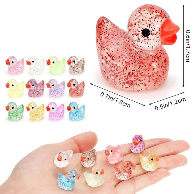 Glitter Miniature Resin Duck Mini Tiny Ducks for DIY Garden Micro