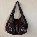 Vintage Red Leopard Print Hobo Bag Leather