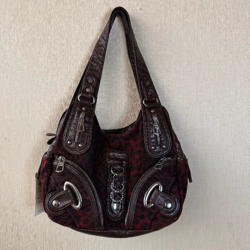 Vintage Red Leopard Print Hobo Bag Leather