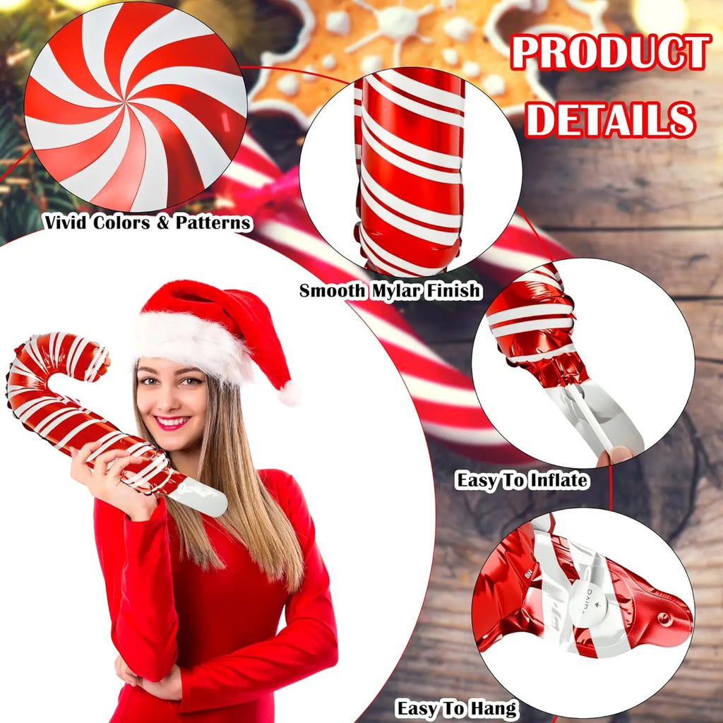 10-30pcs mini Christmas Candy Cane Foil Balloons Santa Claus Crutch Balloon Christmas New Year Party Decoration Xmas Home Decor