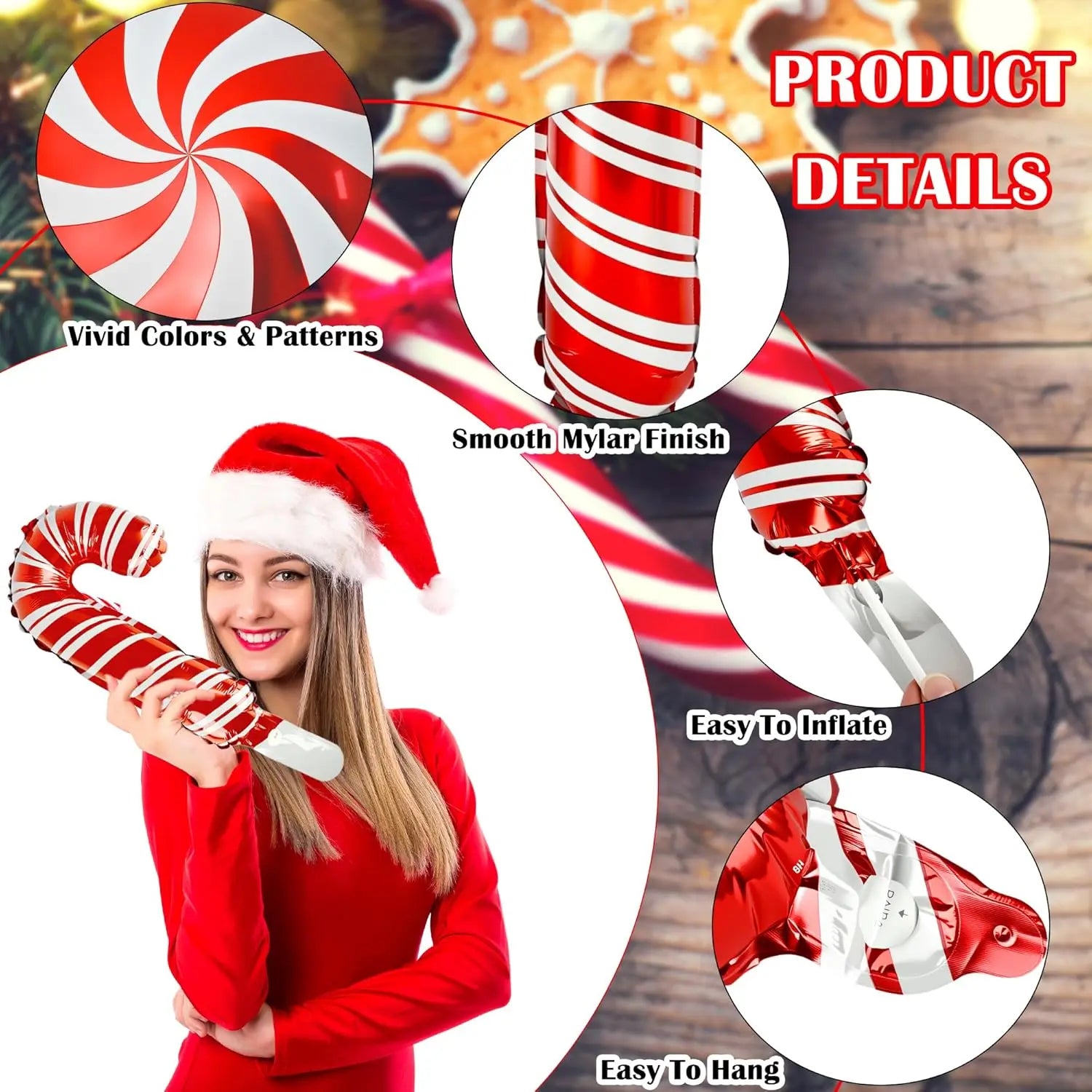 10-30pcs mini Christmas Candy Cane Foil Balloons Santa Claus Crutch Balloon Christmas New Year Party Decoration Xmas Home Decor