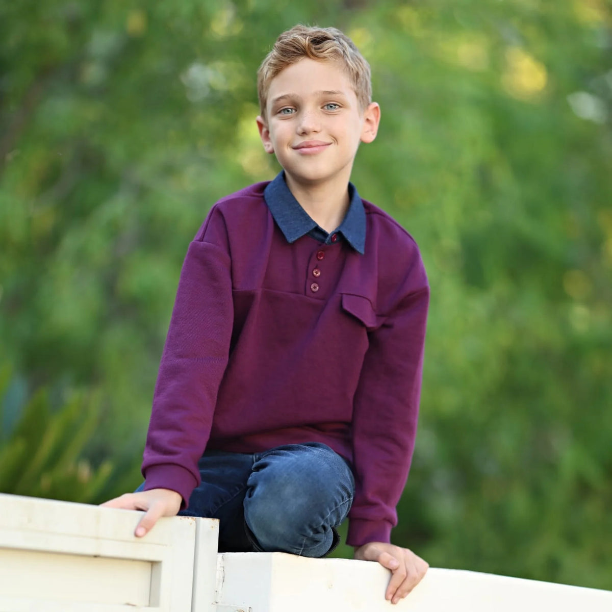 Mali's AW Family Matching Outfits Boys Sweatshirt Denim Collar