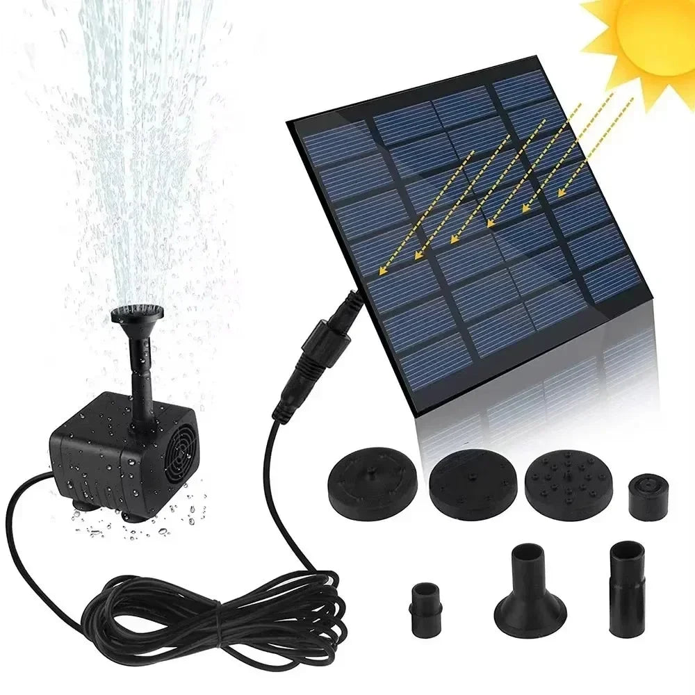 Solar - Powered Water Pump for 11/15.5cm Water Fountains: 8 - Nozzle Outdoor Watering Set