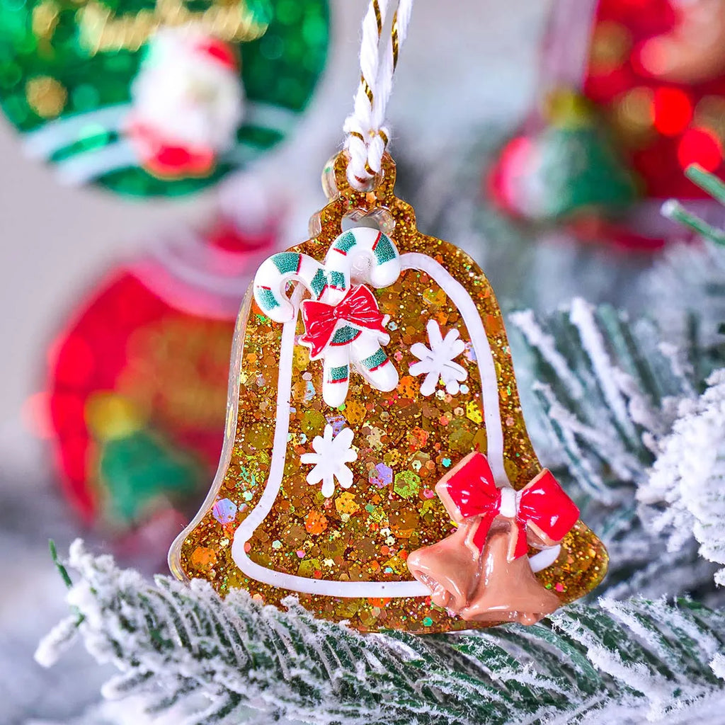 DIY Round Christmas Pendant Silicone Mold Handmade Crown Bell Plaster Resin Mold Ornaments Tree Hanging Craft Decor Party Decor